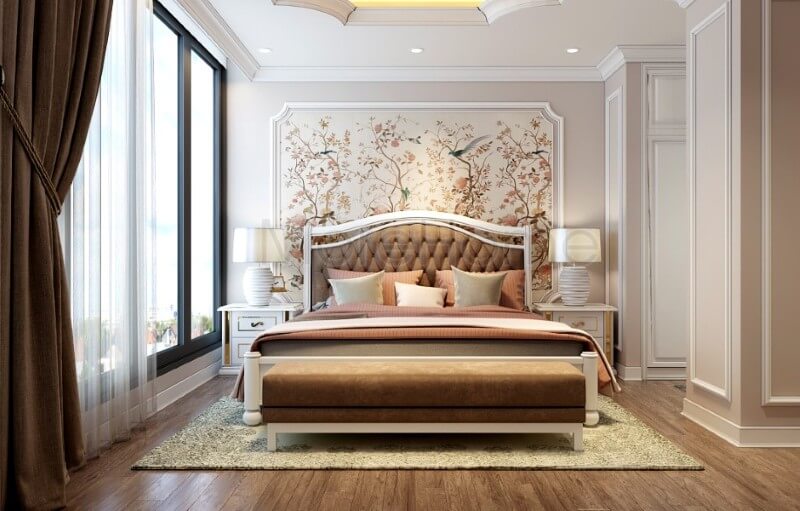 Giường ngủ biệt thự tân cổ điển Giường ngủ biệt thự tân cổ điển