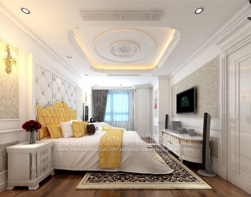 Giường ngủ biệt thự tân cổ điển Giường ngủ biệt thự tân cổ điển