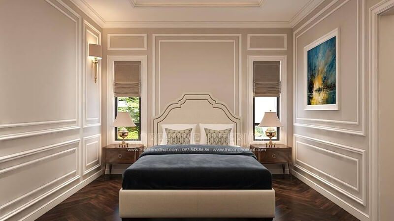 Thiết kế cửa sổ phòng ngủ ngay đầu giường giúp không gian luôn được thông thoáng.