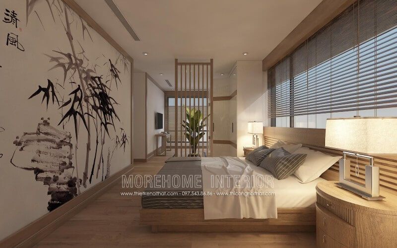 Mẫu giường ngủ đẹp do gỗ tự nhiên nhập khẩu tạo nên, thiết kế giản đơn và ở gần đầu giường là 2 chiếc tab cách điệu đẹp mắt. Khi đó, cùng với các đồ trang trí ấn tượng, căn phòng sẽ có nét đậm chất Nhật Bản.