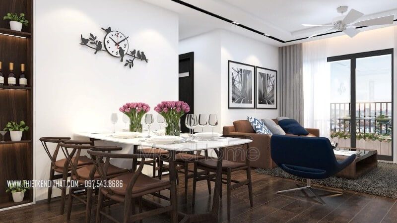 Bộ bàn ghế ăn 6 chỗ được thiết kế theo phong cách hiện đại với chất liệu gỗ tự nhiên cao cấp.